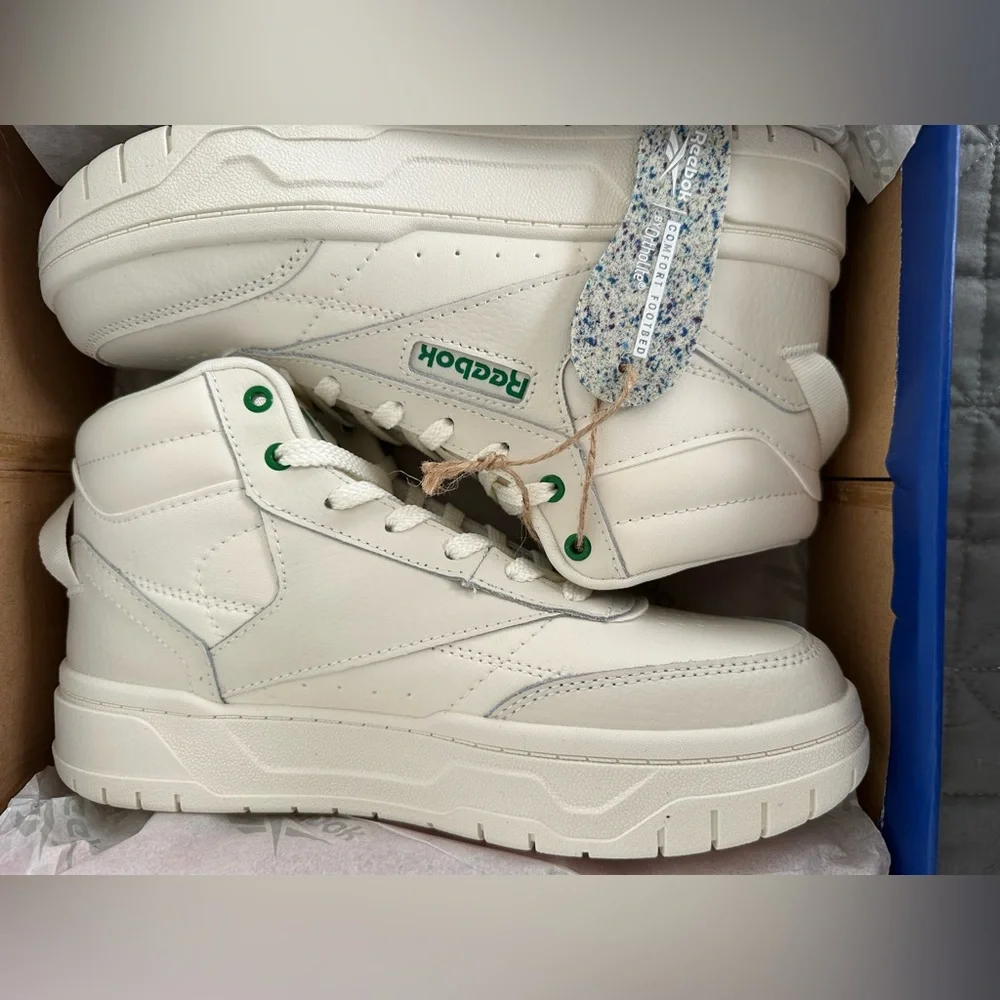 NWB Reebok Leather Tech Geo White Women’s High Tops - Picture 3 of 11